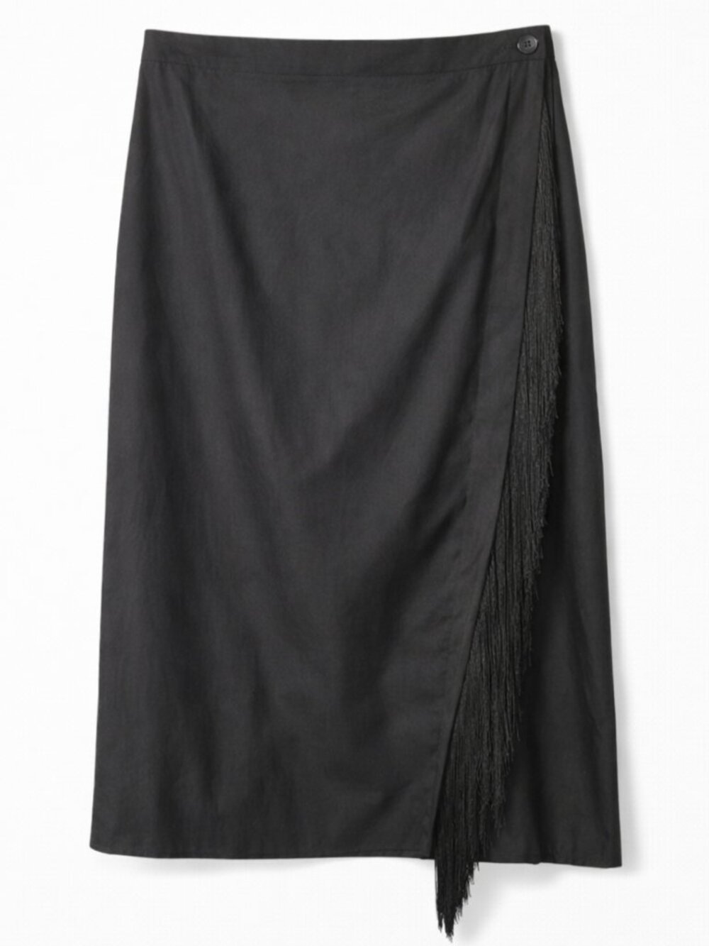 Le Petit Trou Women's Fringe Midi Wrap Skirt Size‎ L Jazz Age Black Whimsigoth